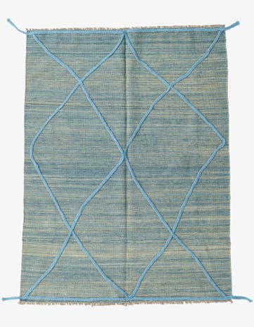 4' 6 x 6' Hand Knotted Moroccan Wool Rug