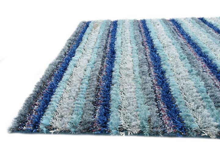 5' 2 x 6' 9 Hand Knotted Multi-Tone Shag Rug