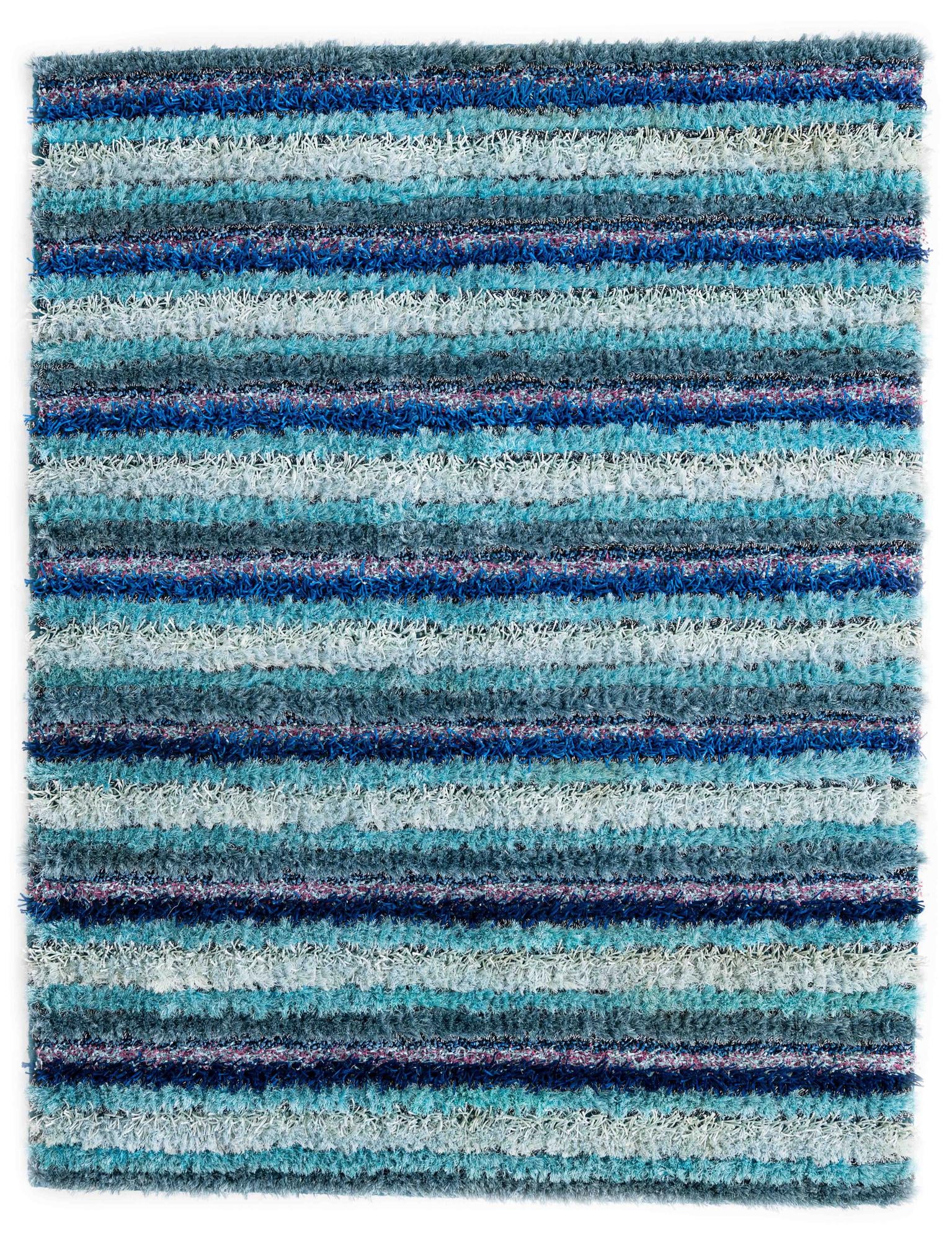5' 2 x 6' 9 Hand Knotted Multi-Tone Shag Rug