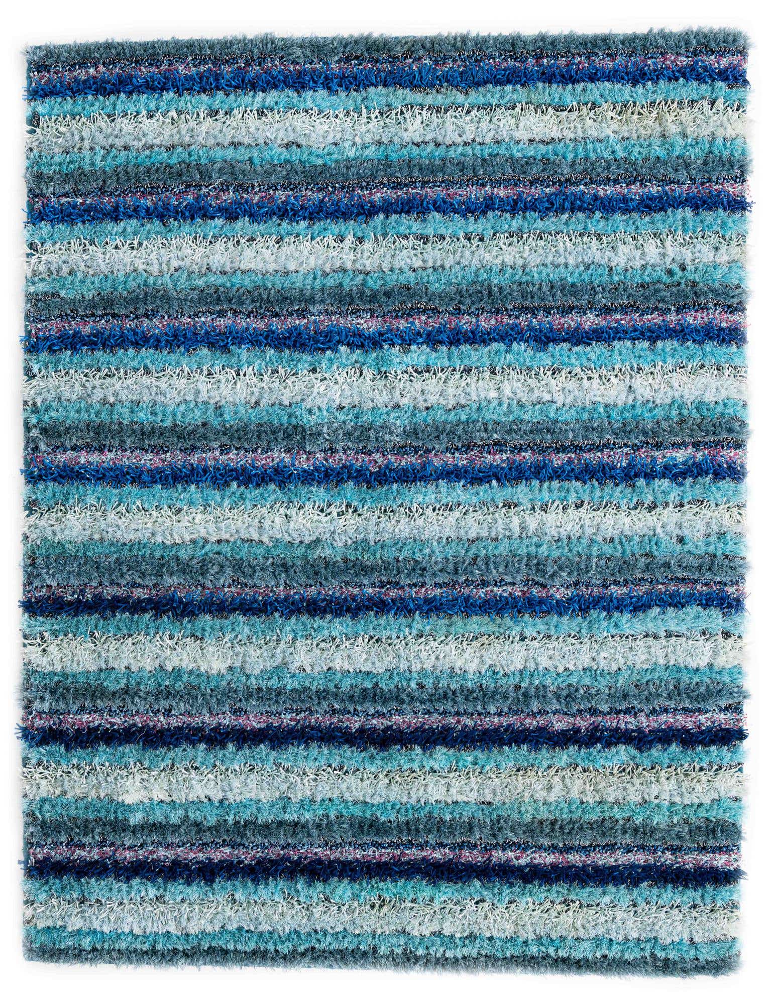 5' 2 x 6' 9 Hand Knotted Multi-Tone Shag Rug