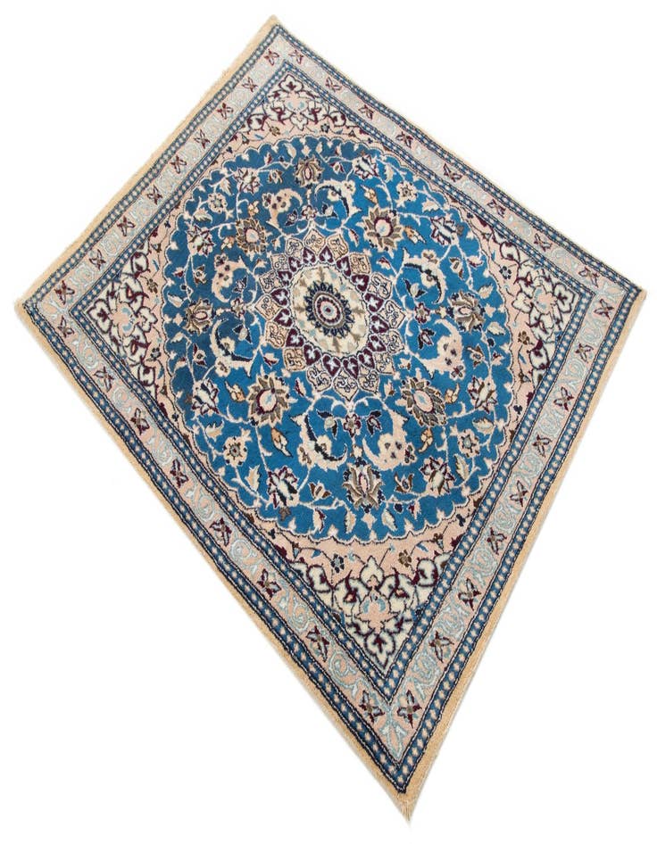 Detail image of 3' 4 x 4' 2  Hand Knotted Nain Persian Wool Rug