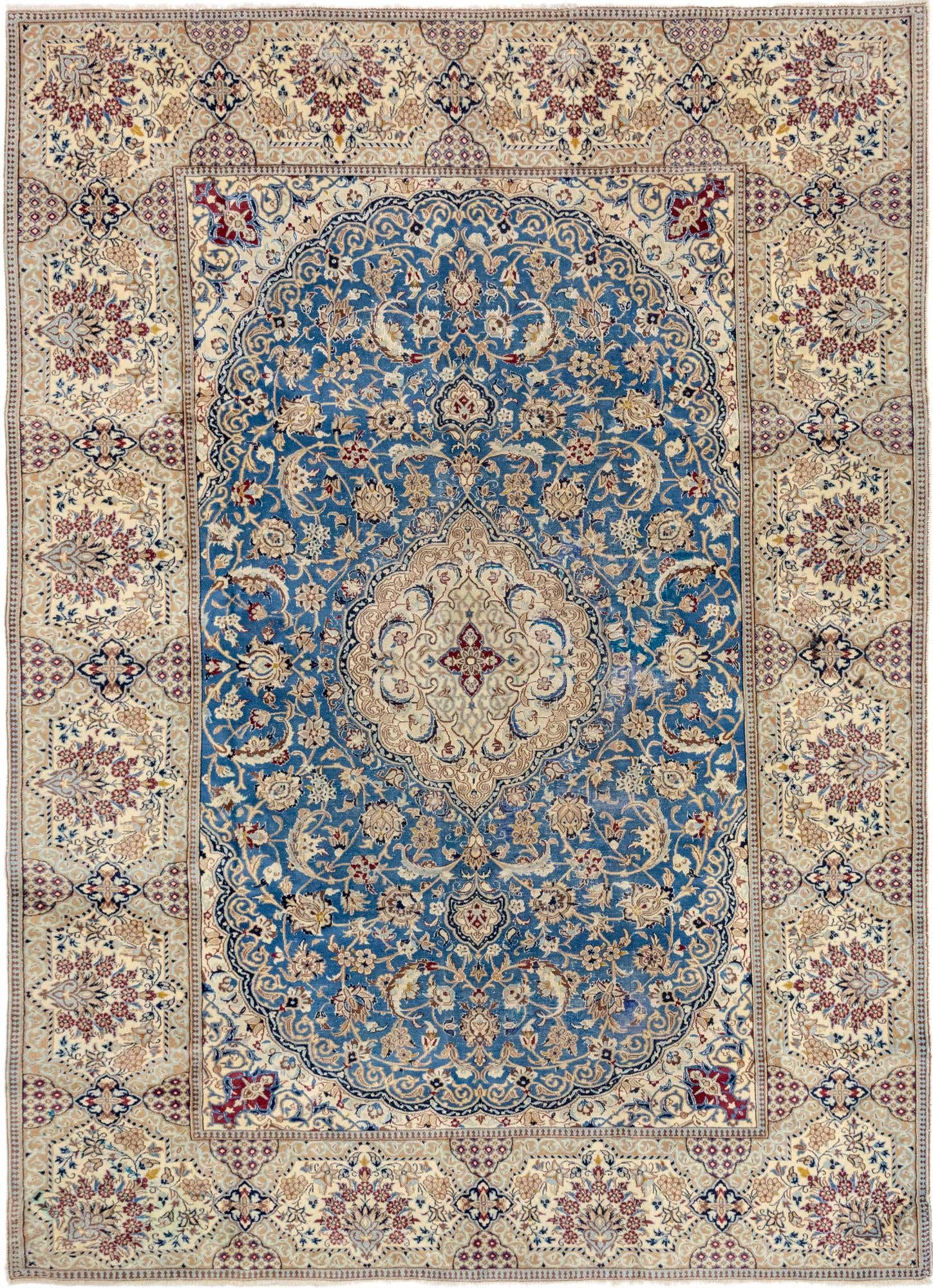 8' x 11' 3 Hand Knotted Nain Persian Rug