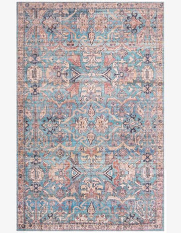 Blue Washable Nostalgia Rug