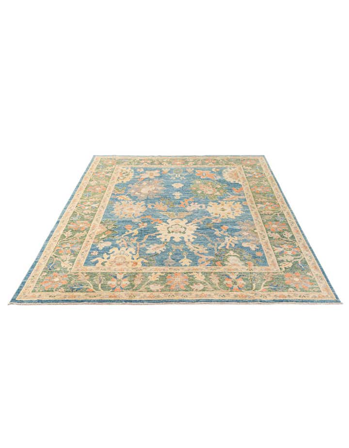 8' x 10' 2 Hand Knotted Oushak Wool Rug