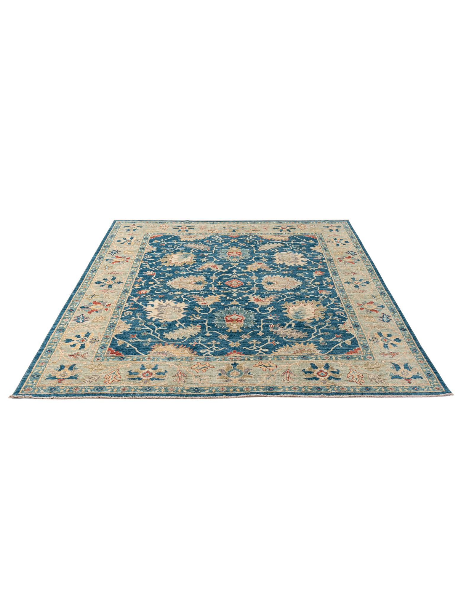 8' 1 x 9' 9 Hand Knotted Oushak Wool Rug