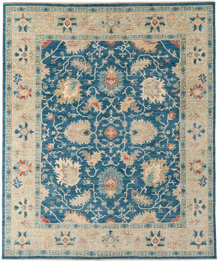 8' 1 x 9' 9 Hand Knotted Oushak Wool Rug