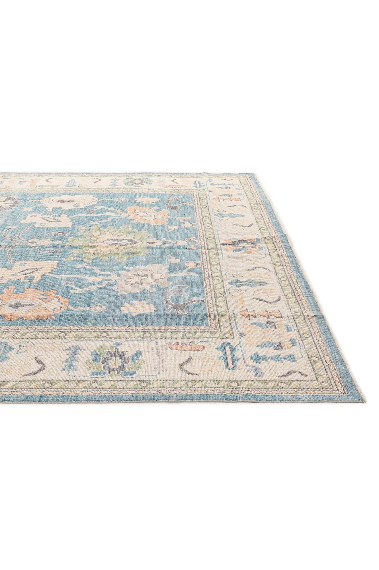 9' 4 x 11' 9 Hand Knotted Oushak Wool Rug
