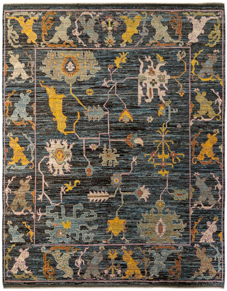 Detail image of 10' 7 x 14' 1 Hand Knotted Oushak Wool Rug