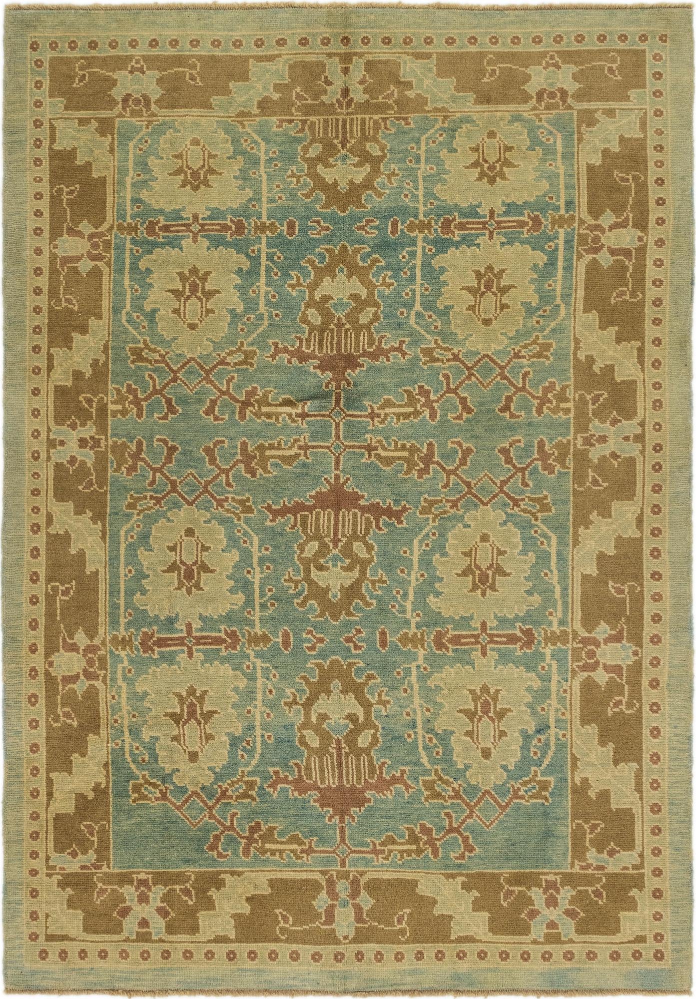 7' x 9' 9 Hand Knotted Oushak Wool Rug