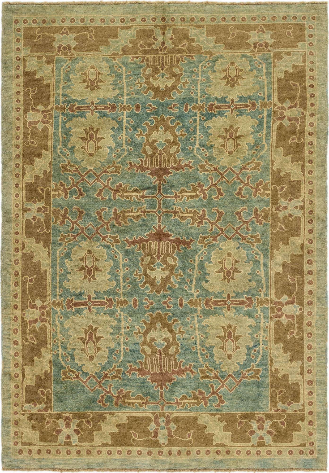 7' x 9' 9 Hand Knotted Oushak Wool Rug