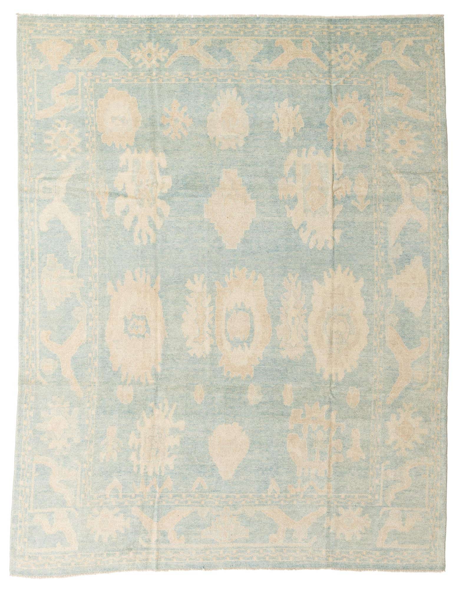 9' x 11' 1 Hand Knotted Oushak Wool Rug