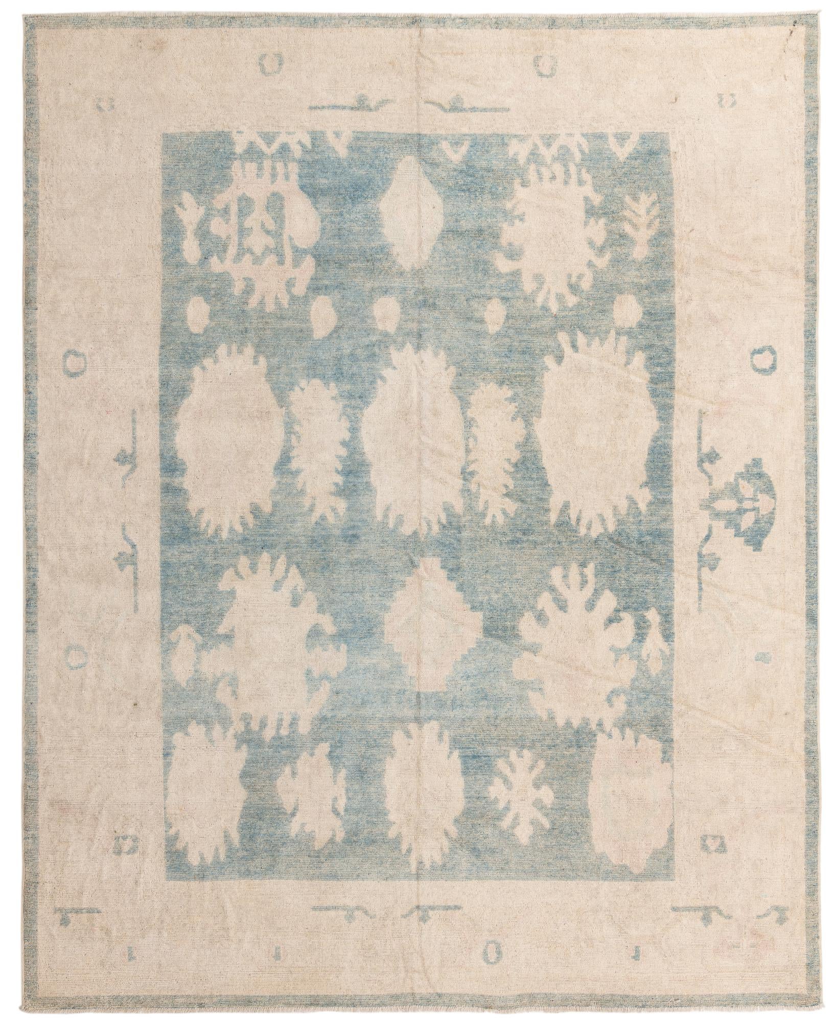 9' 2 x 11' 3 Hand Knotted Oushak Wool Rug