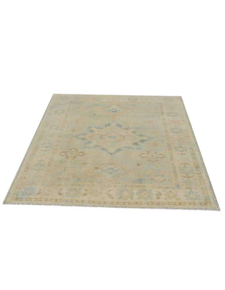 3' 5 x 4' 4 Hand Knotted Oushak Wool Rug