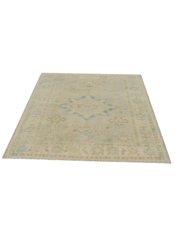 3' 5 x 4' 4 Hand Knotted Oushak Wool Rug