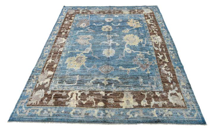9' 1 x 12' 10 Hand Knotted Oushak Wool Rug