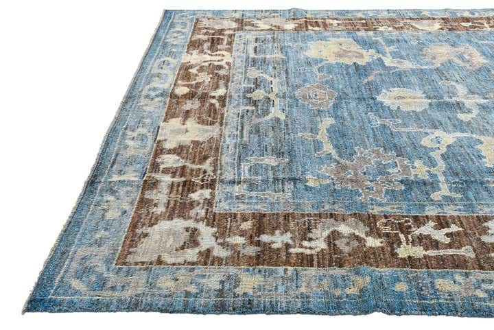 9' 1 x 12' 10 Hand Knotted Oushak Wool Rug