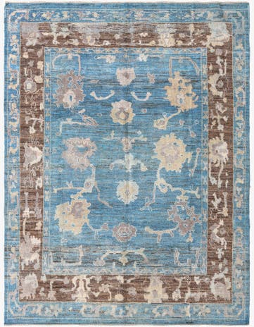 9' 1 x 12' 10 Hand Knotted Oushak Wool Rug