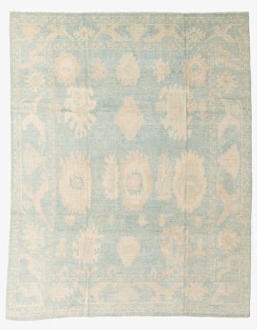 9' x 11' 1 Hand Knotted Oushak Wool Rug