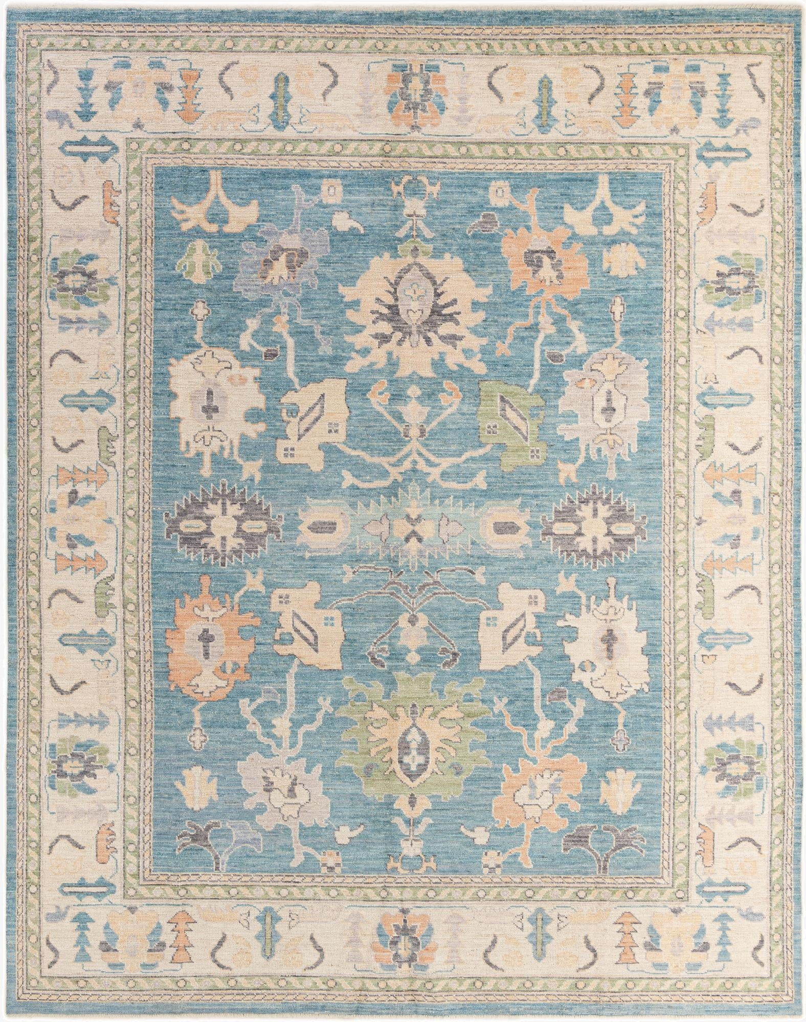 9' 4 x 11' 9  Hand Knotted Oushak Wool Rug