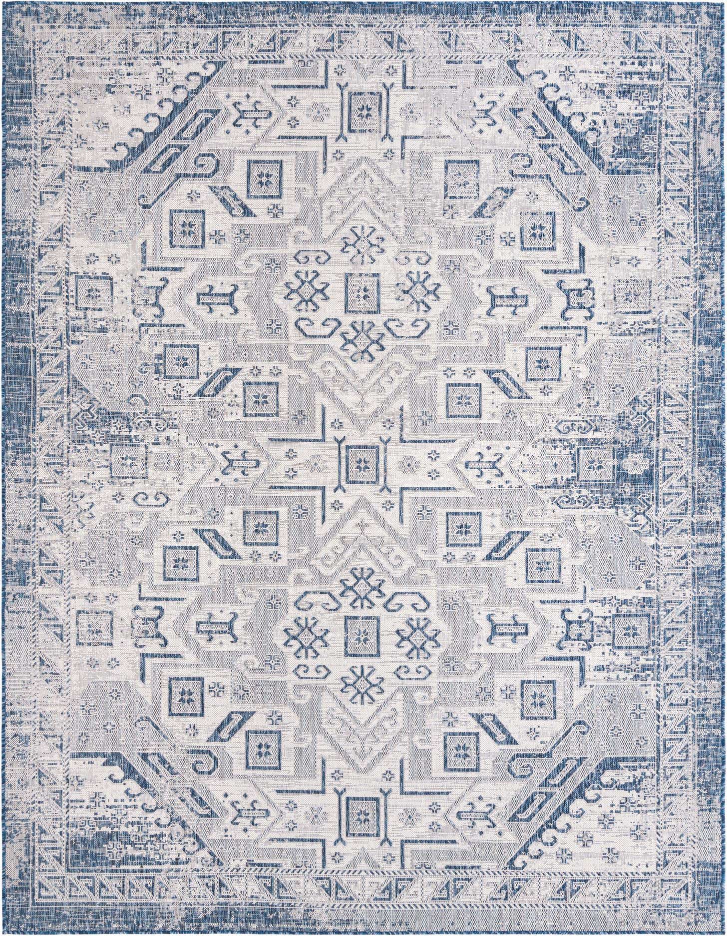 7' 10 x 11' Easy-Clean Aztec Indoor / Outdoor Rug