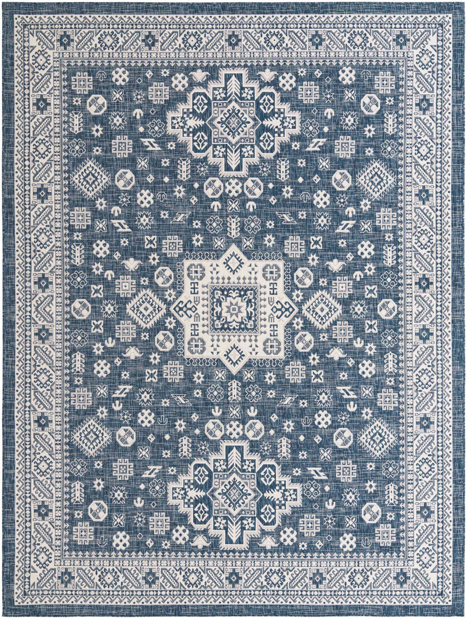 10' x 13' Easy-Clean Aztec Indoor / Outdoor Rug