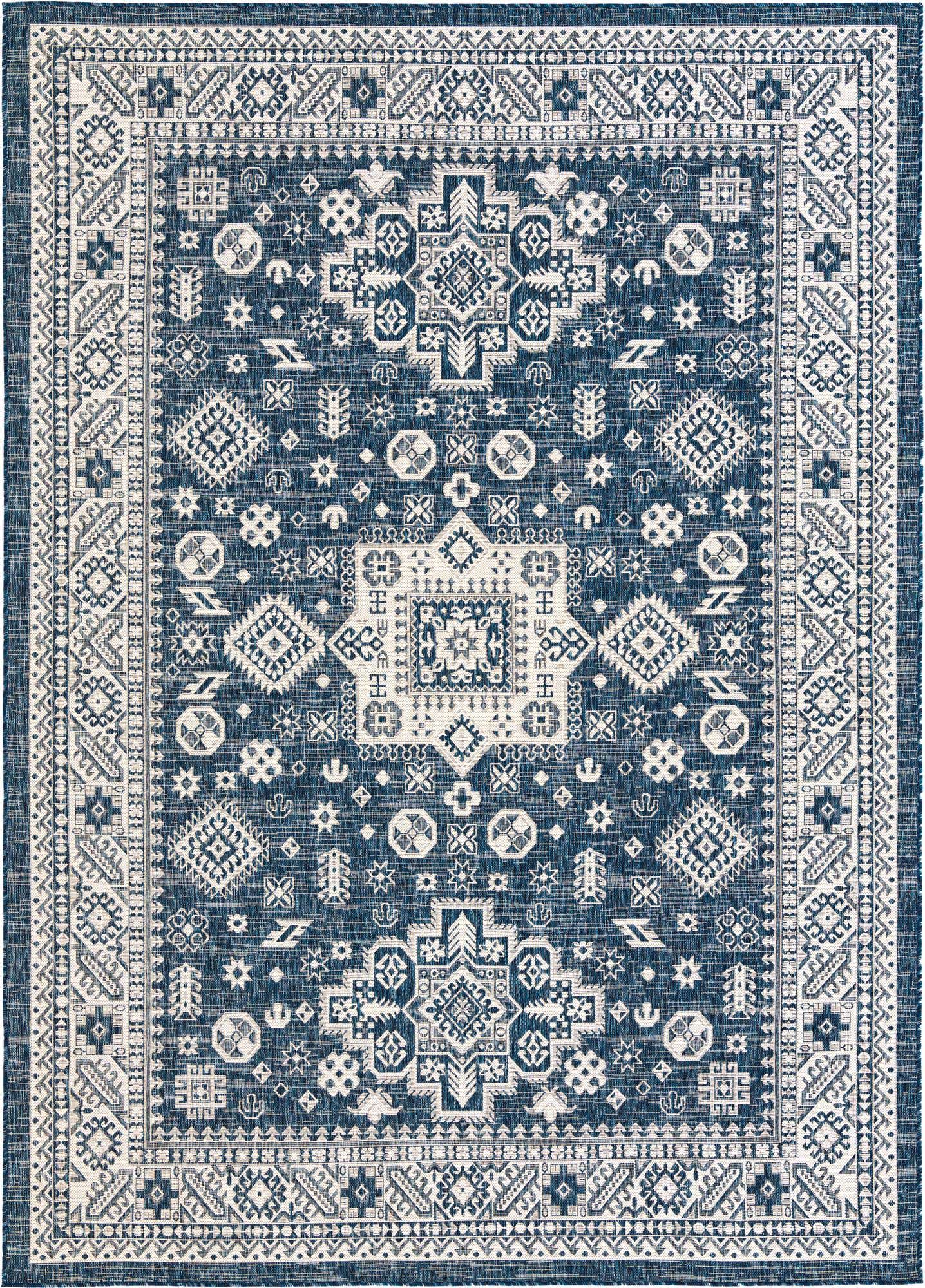 7' 10 x 11' Easy-Clean Aztec Indoor / Outdoor Rug