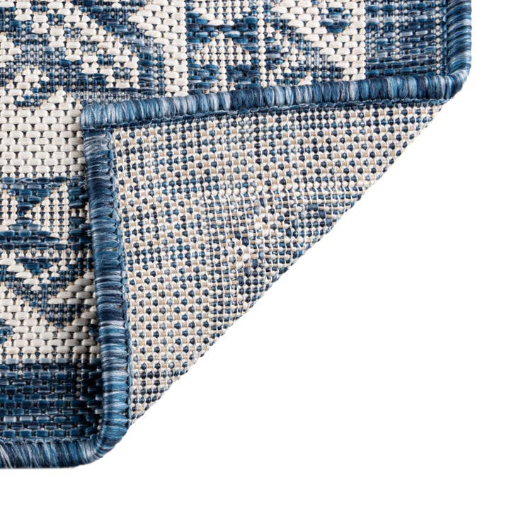 Detail image of Custom Blue Easy-Clean Aztec Indoor / Outdoor Rug