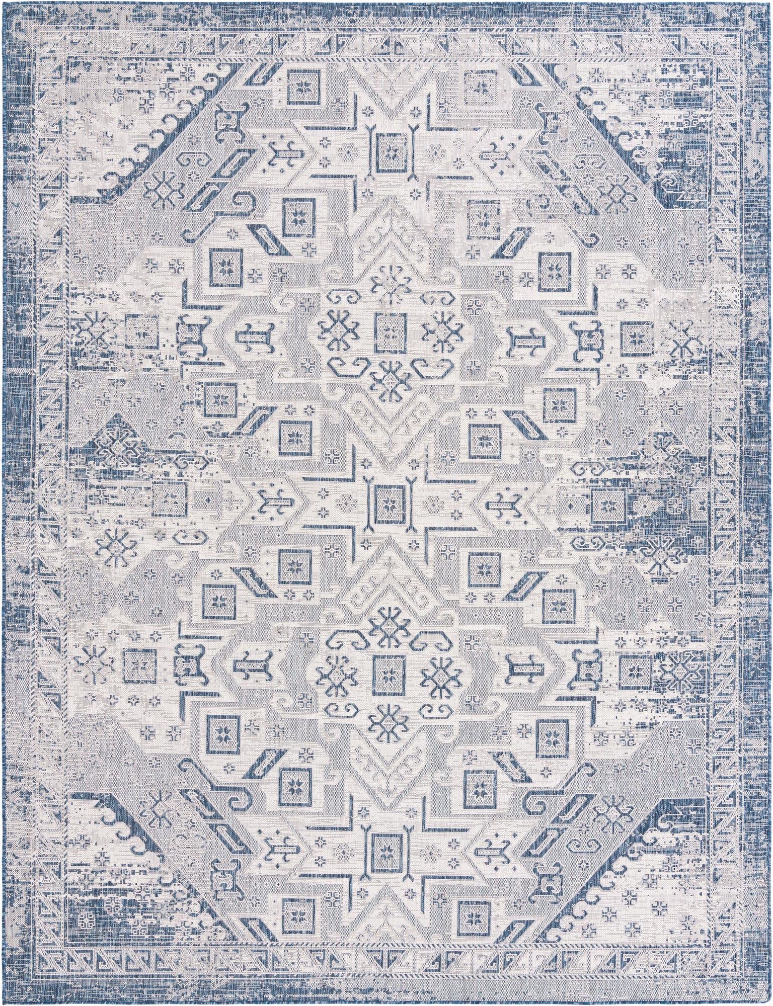 9' x 12'  Washable Aztec Indoor / Outdoor Rug