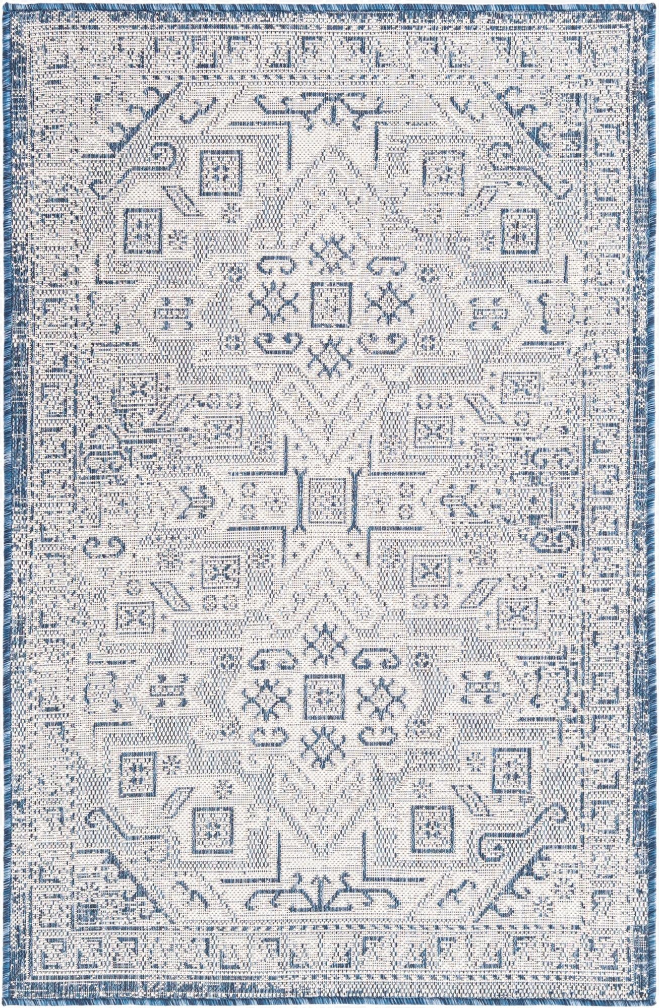 3' x 5' 3  Washable Aztec Indoor / Outdoor Rug