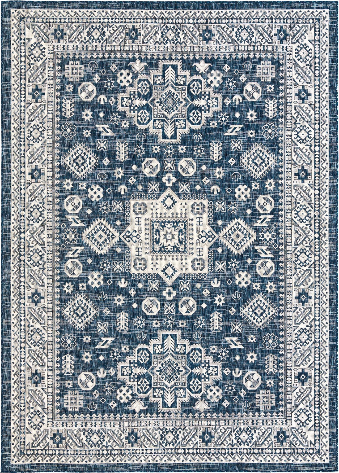 Primary image 7' 10 x 11'  Washable Aztec Indoor / Outdoor Rug