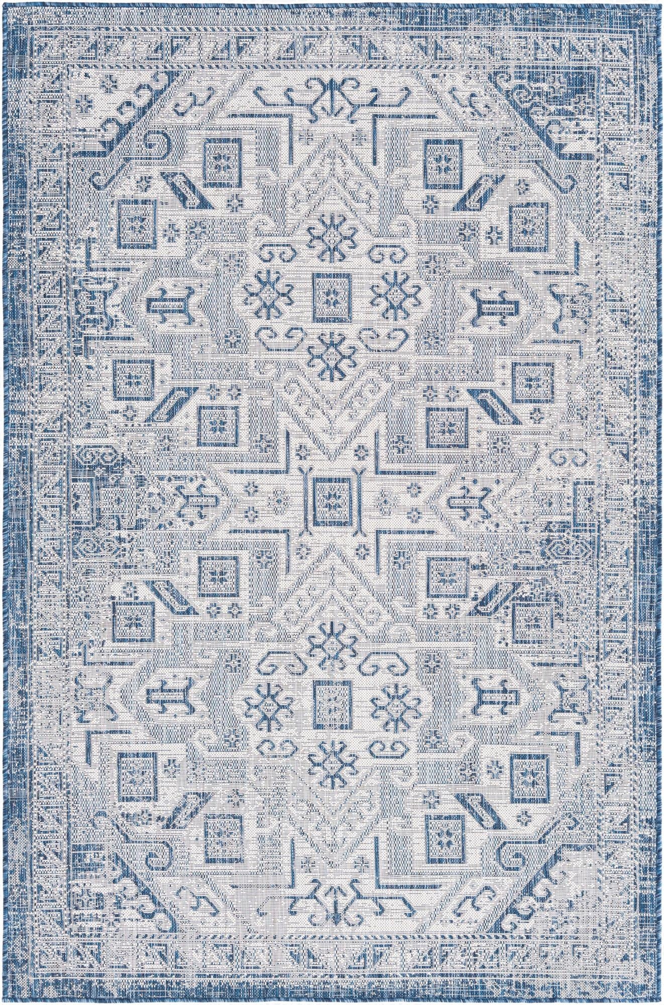 5' 3 x 8'  Washable Aztec Indoor / Outdoor Rug