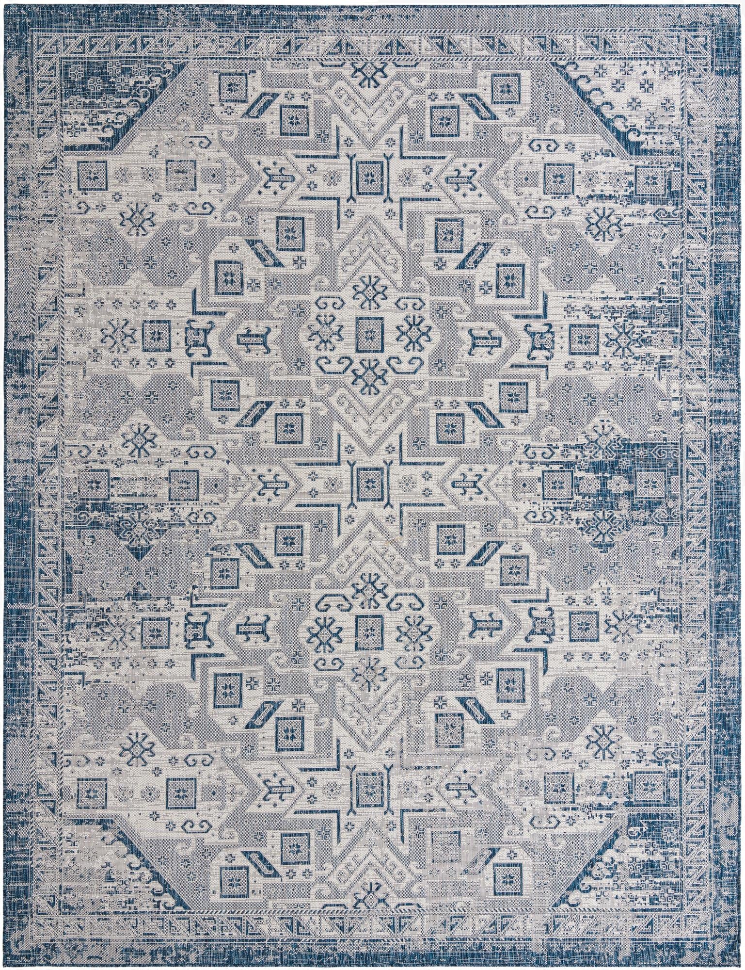 Primary image 10' x 13'  Washable Aztec Indoor / Outdoor Rug