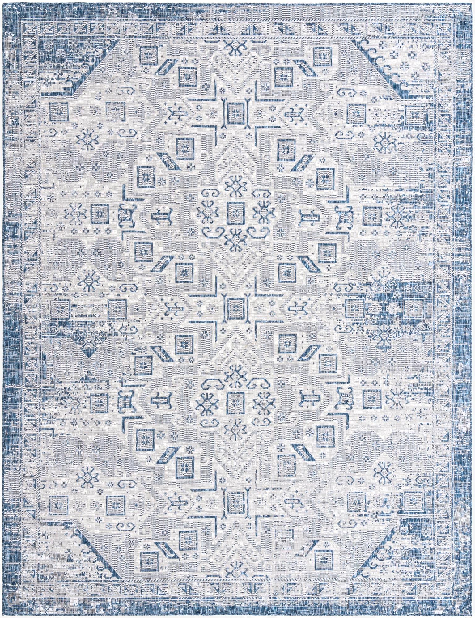 Primary image 10' x 14'  Washable Aztec Indoor / Outdoor Rug