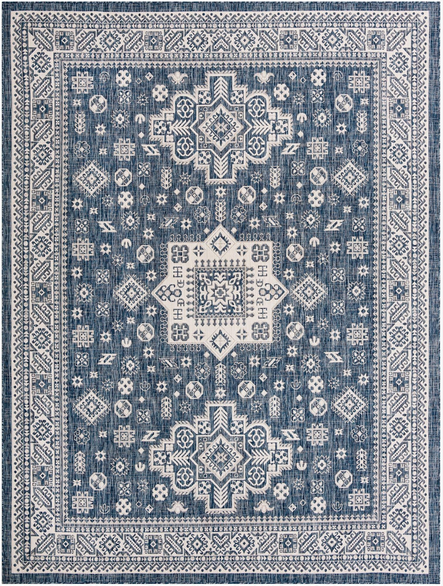 Primary image 9' x 12'  Washable Aztec Indoor / Outdoor Rug