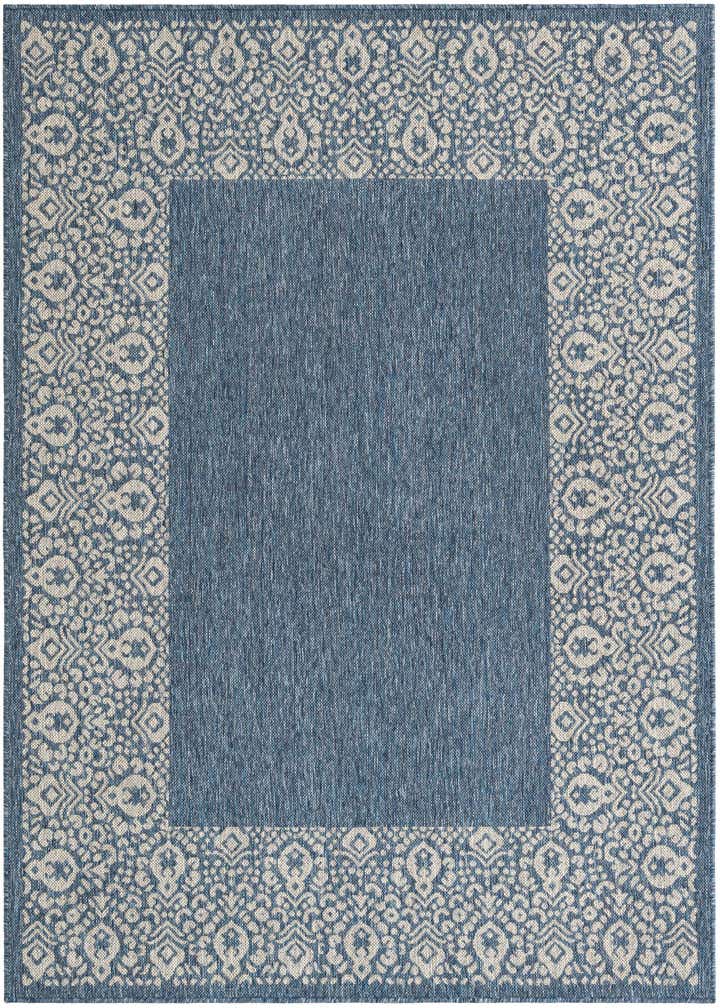 5' 3 x 7' Easy-Clean Border Indoor / Outdoor Rug
