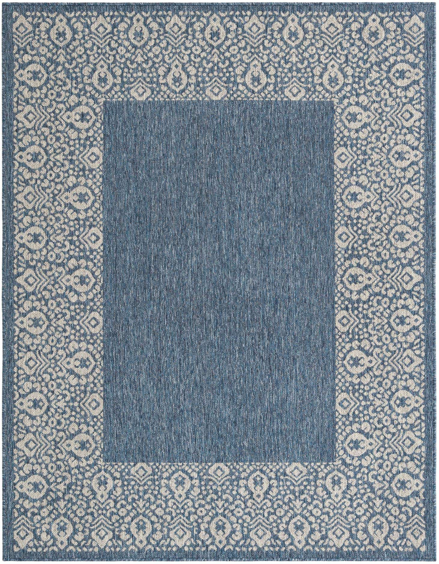 5' 3 x 7' Easy-Clean Border Indoor / Outdoor Rug