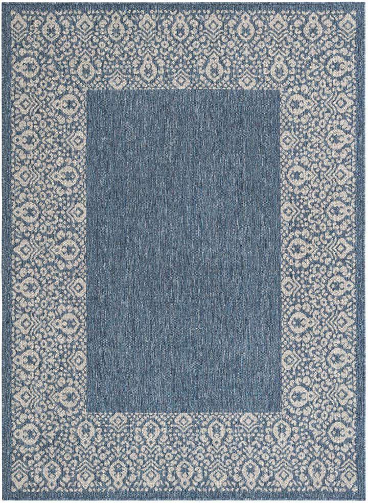 5' 3 x 7' Easy-Clean Border Indoor / Outdoor Rug