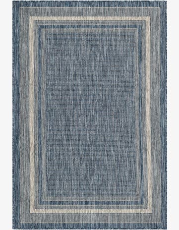 Blue Easy-Clean Border Indoor / Outdoor Rug