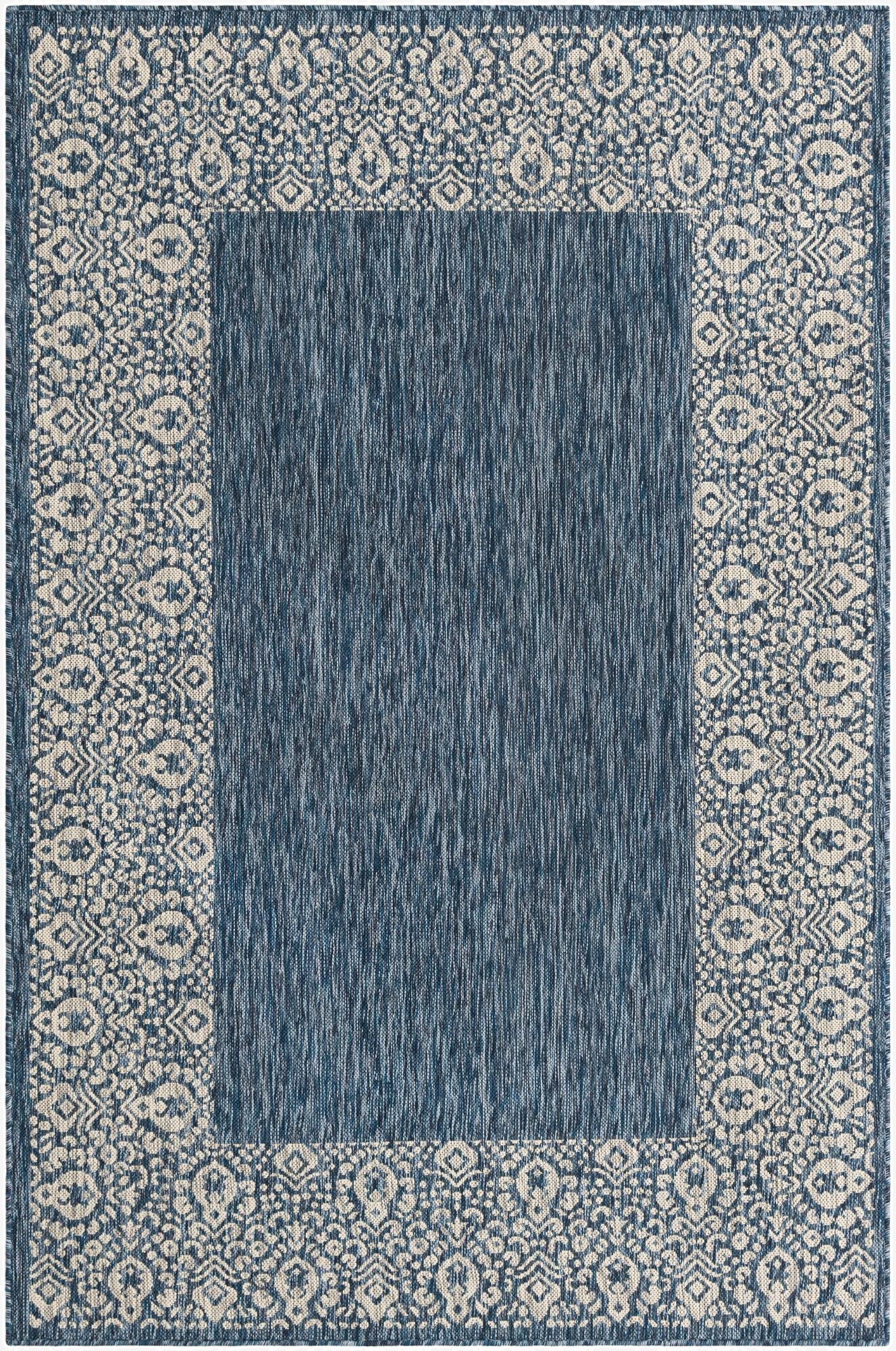 5' 3 x 8'  Washable Border Indoor / Outdoor Rug