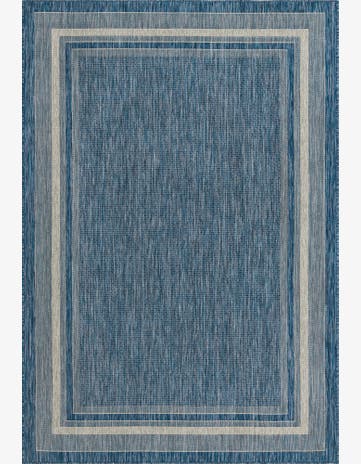 Blue Easy-Clean Border Indoor / Outdoor Rug