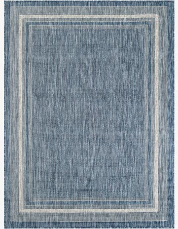 Blue Easy-Clean Border Indoor / Outdoor Rug