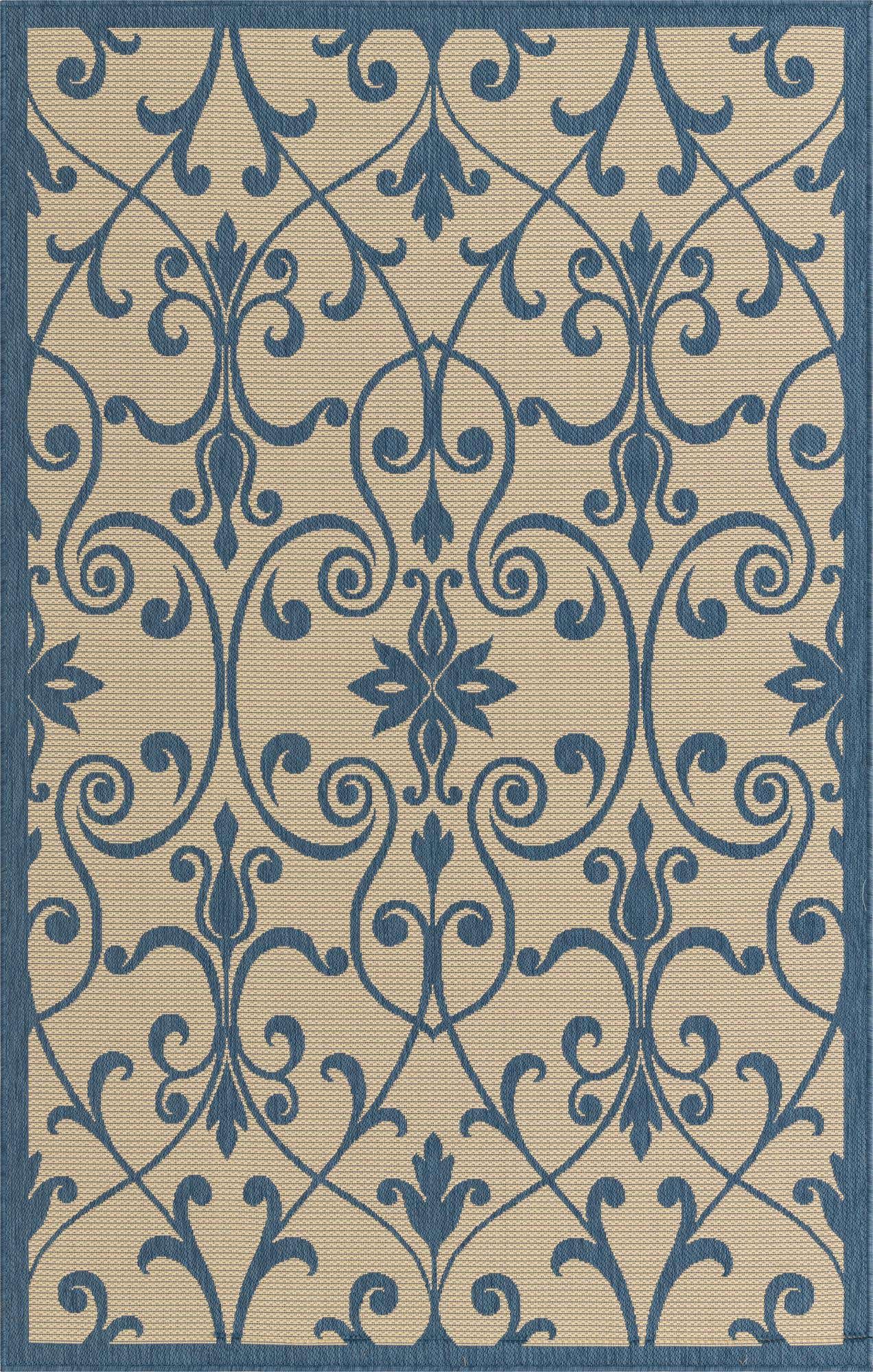 5' 3 x 8' Easy-Clean Botanical Indoor / Outdoor Rug