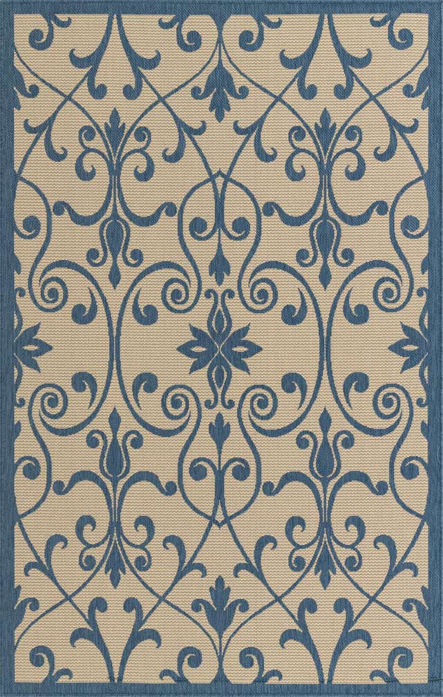 5' 3 x 8' Easy-Clean Botanical Indoor / Outdoor Rug