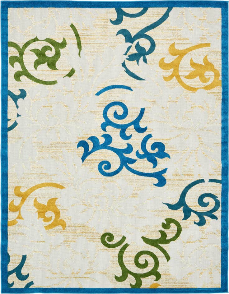 Detail image of 8' x 10' Easy-Clean Botanical Indoor / Outdoor Rug