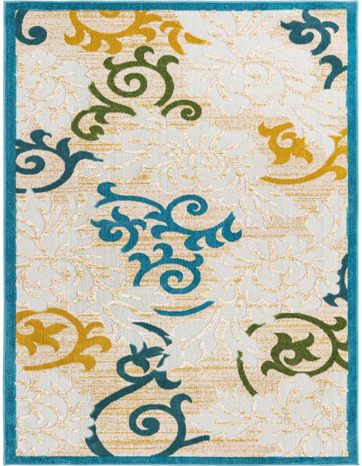 Detail image of 5' x 8' Easy-Clean Botanical Indoor / Outdoor Rug