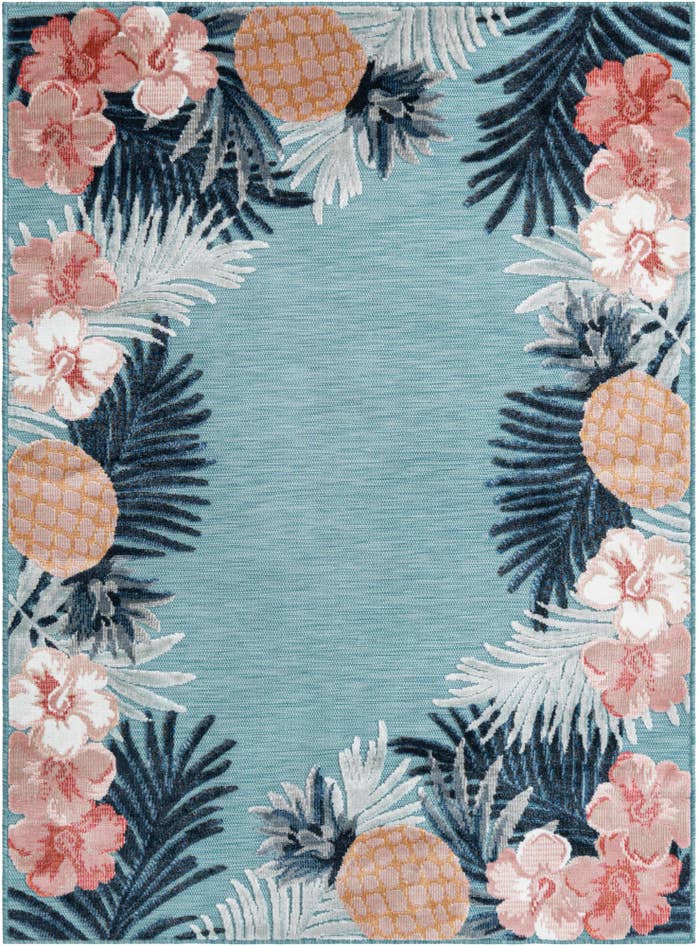 Detail image of 4' 5 x 6' Easy-Clean Botanical Indoor / Outdoor Rug