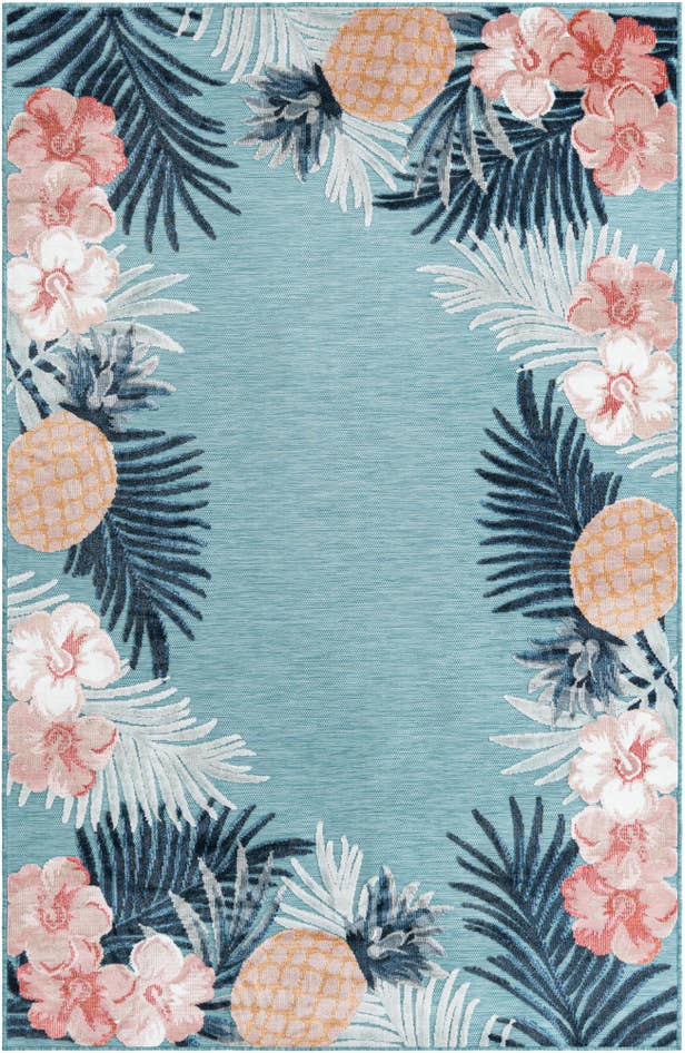 Detail image of 5' 2 x 8' Easy-Clean Botanical Indoor / Outdoor Rug
