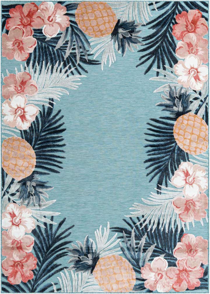 6' 4 x 9' Easy-Clean Botanical Indoor / Outdoor Rug