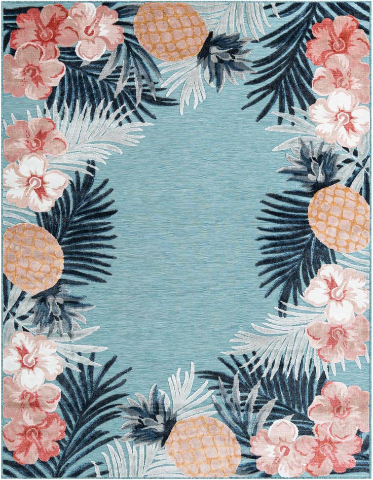 Detail image of 6' 4 x 9' Easy-Clean Botanical Indoor / Outdoor Rug