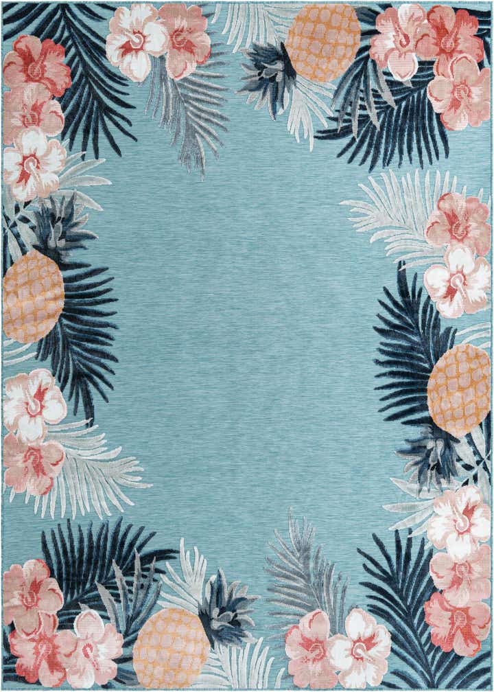 8' 2 x 10' Easy-Clean Botanical Indoor / Outdoor Rug